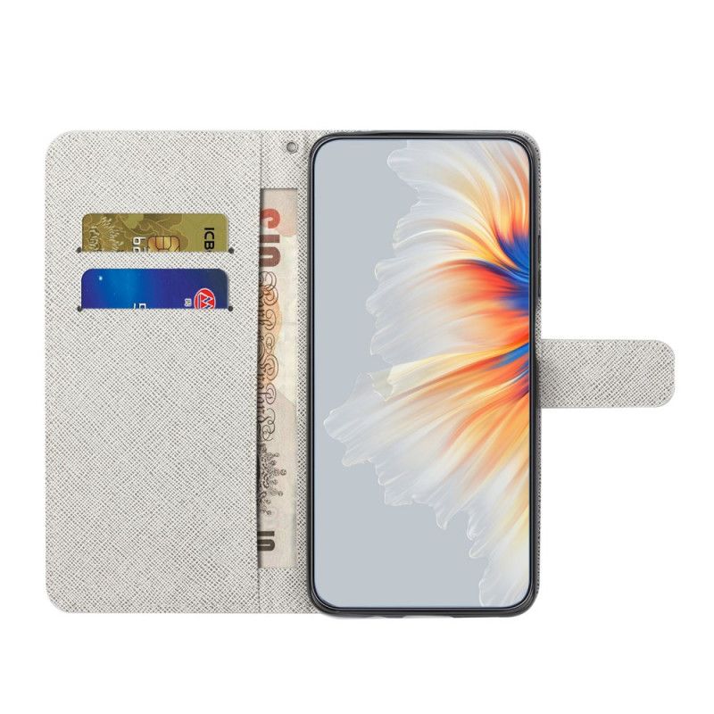 Housse Xiaomi Redmi Note 13 4G Fleurs et Papillon Bleus à Lanière