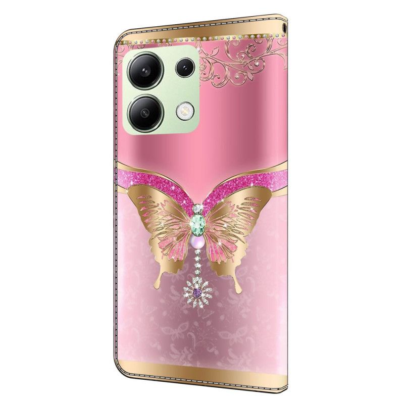 Housse Xiaomi Redmi Note 13 4G - Papillon Rose et Or