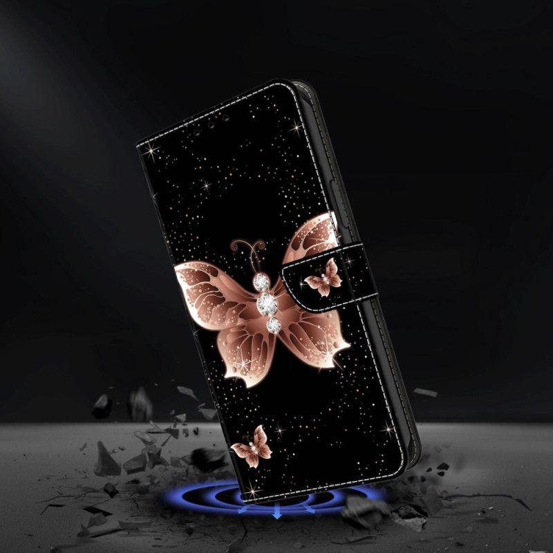 Housse Xiaomi Redmi Note 13 4G Papillons Diamants Roses