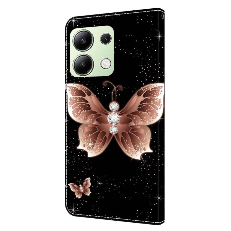 Housse Xiaomi Redmi Note 13 4G Papillons Diamants Roses