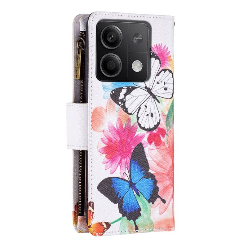 HOusse Xiaomi Redmi Note 13 4G Portefeuille Deux Papillons Aquarelle