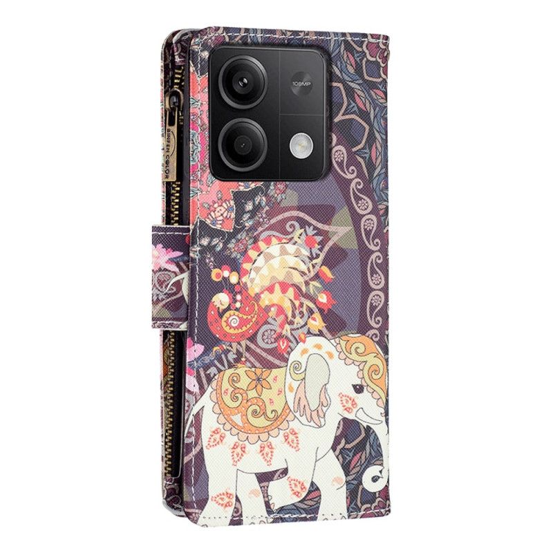 Housse Xiaomi Redmi Note 13 4G Portefeuille Éléphant Indien