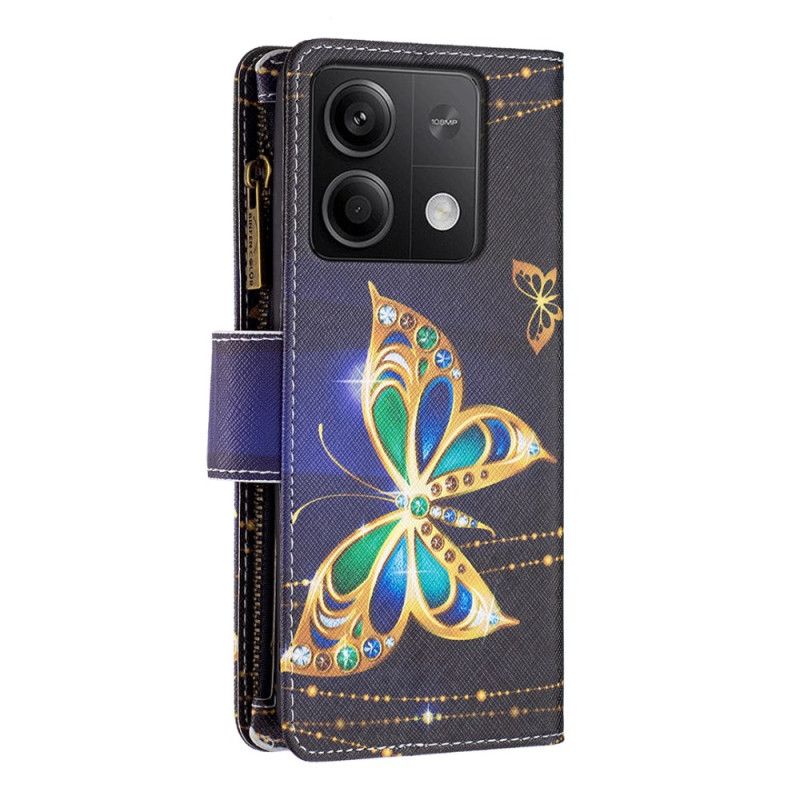 Housse Xiaomi Redmi Note 13 4G Portefeuille Papillons Strass