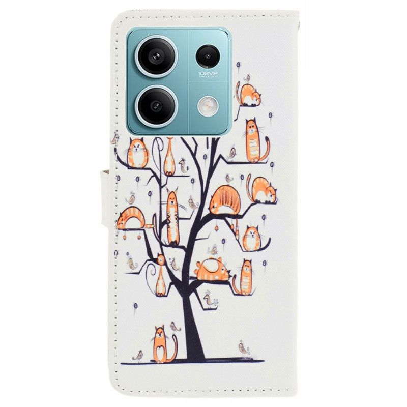 Housse Xiaomi Redmi Note 13 5G Chats dans l'Arbre à Lanière