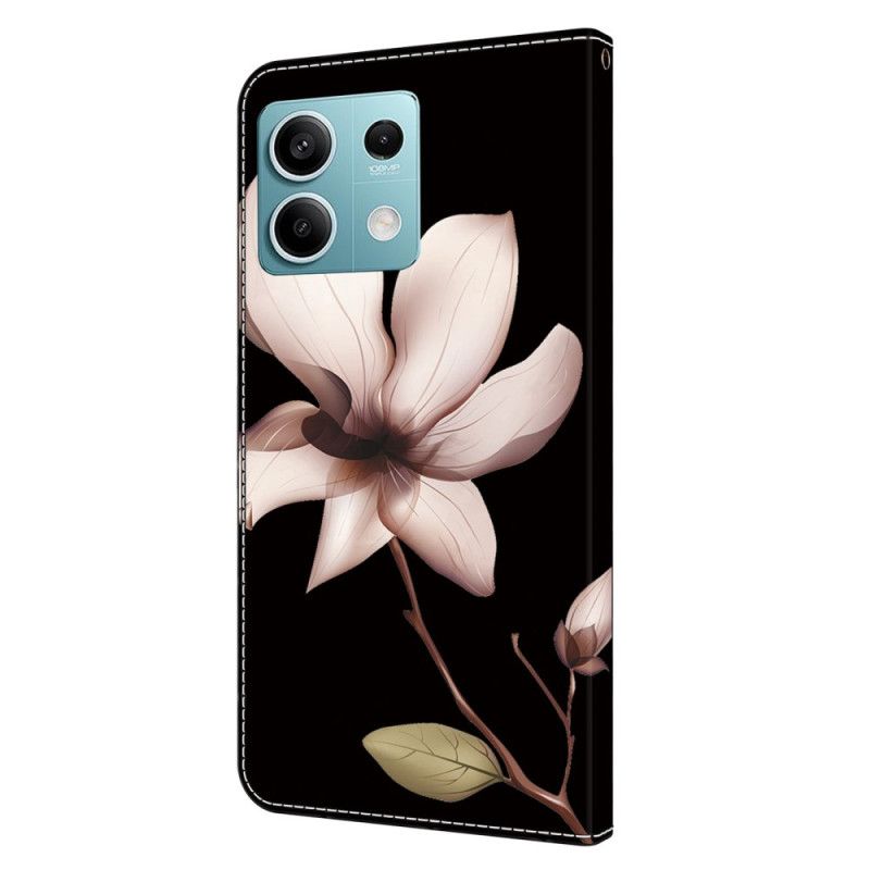 Housse Xiaomi Redmi Note 13 5G Fleur Rose sur Fond Noir