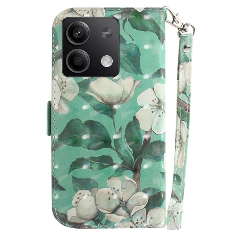 Housse Xiaomi Redmi Note 13 5G Fleurs Aquarelle à Lanière