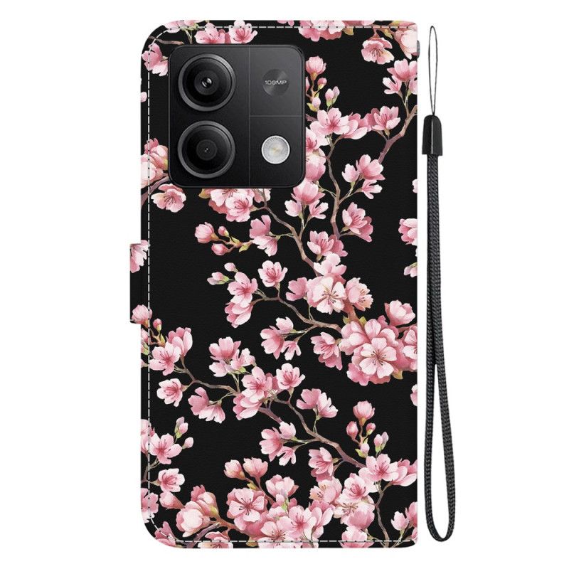 Housse Xiaomi Redmi Note 13 5G Fleurs de Prunier à Lanière