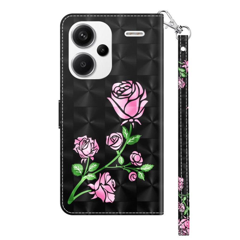 Housse Xiaomi Redmi Note 13 Pro Plus 5G Fleurs Roses à Lanière