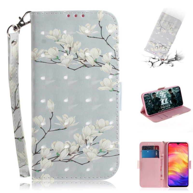 Housse Xiaomi Redmi Note 7 Arbre En Fleurs À Lanière