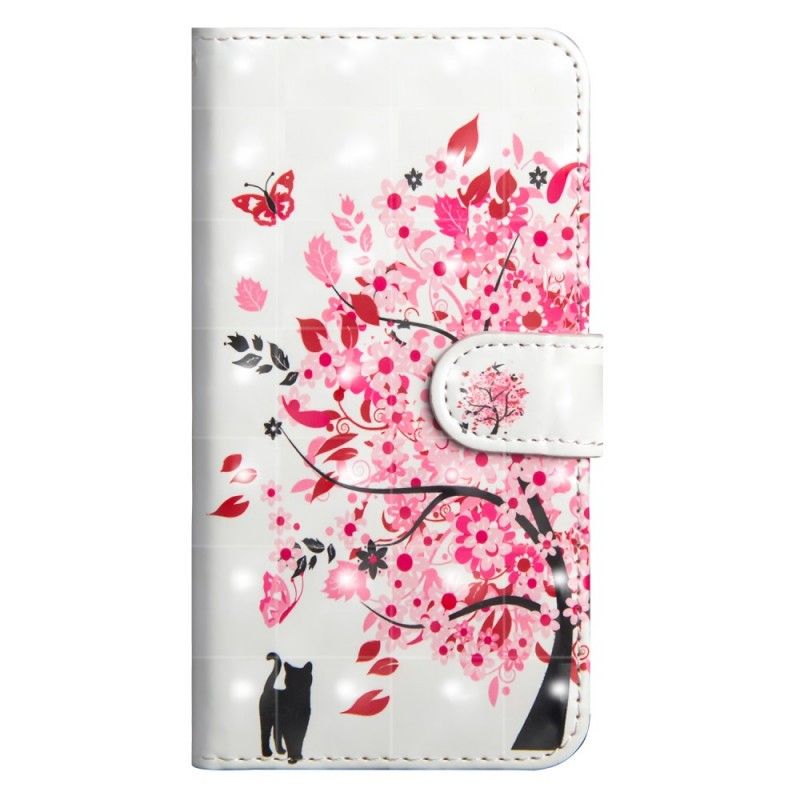 Housse Xiaomi Redmi Note 7 Arbre Rose Et Chat Noir