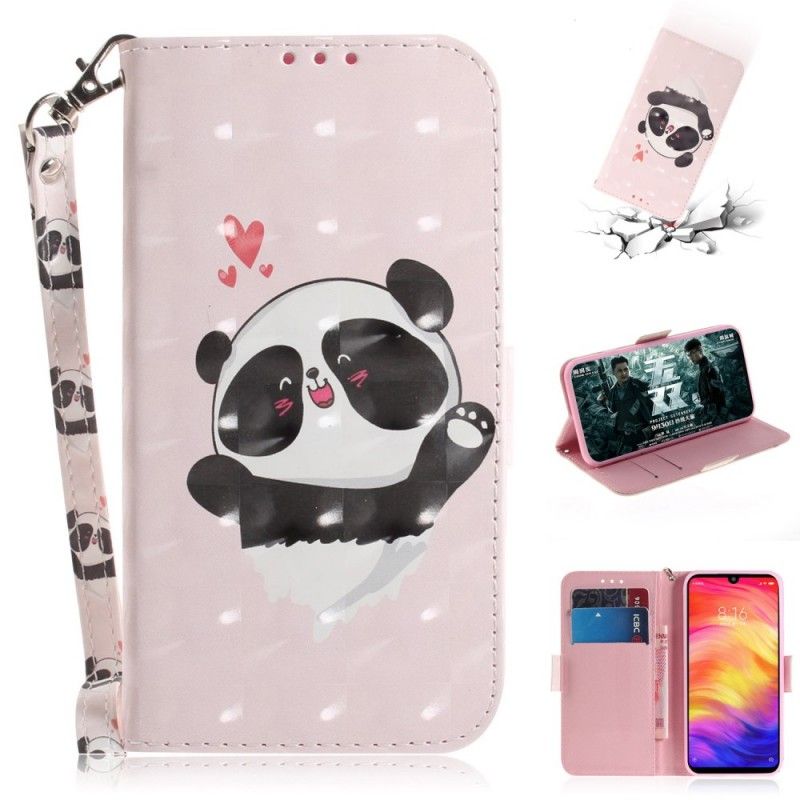 Housse Xiaomi Redmi Note 7 Panda Love À Lanière