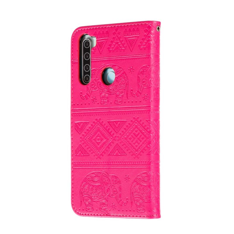 Housse Xiaomi Redmi Note 8t Simili Cuir Éléphants Tribaux